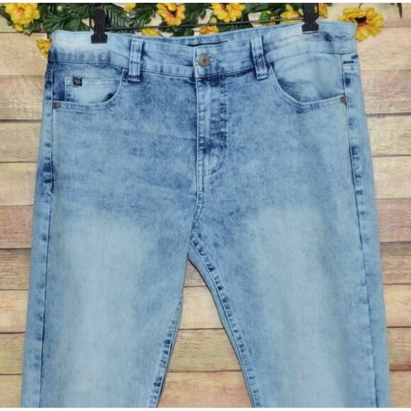 Rocawear Acid Wash Skinny Jeans Men's 34x32 Blue Stretch Denim Y2K Light Retro - Picture 2 of 9